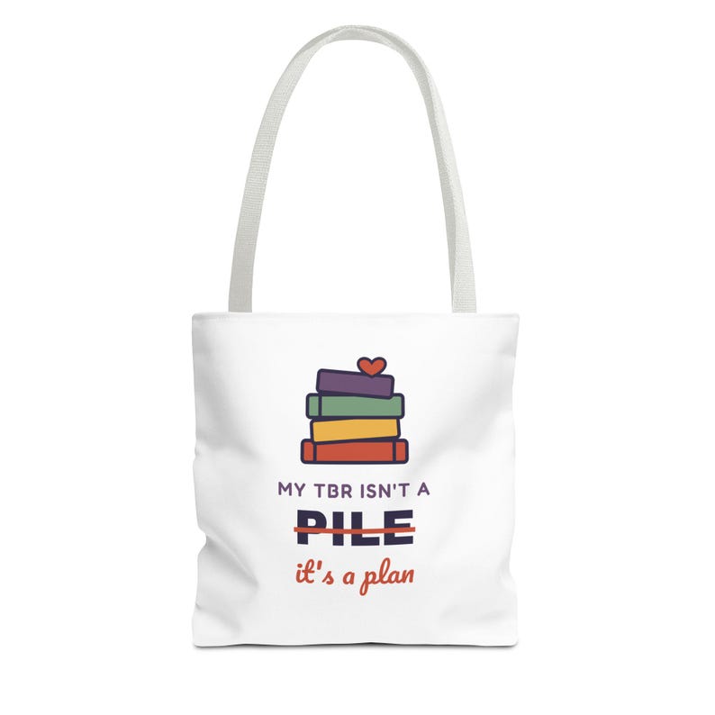 Book Lover Tote Bag, TBR Isn't a Pile It's a Plan, Canvas Library Bag image 17