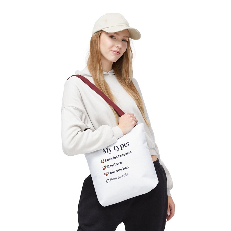Book Lover Tote Bag, Enemies to Lovers Trope Checklist, Canvas Library Bag image 13