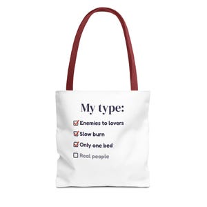 Book Lover Tote Bag, Enemies to Lovers Trope Checklist, Canvas Library Bag image 9