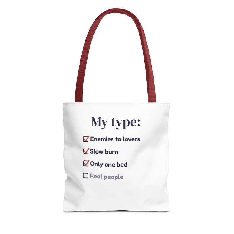 Book Lover Tote Bag, Enemies to Lovers Trope Checklist, Canvas Library Bag image 9