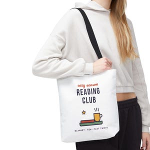Cozy Season Reading Club Tote Bag, Book Lover Gift, Canvas Library Bag image 7