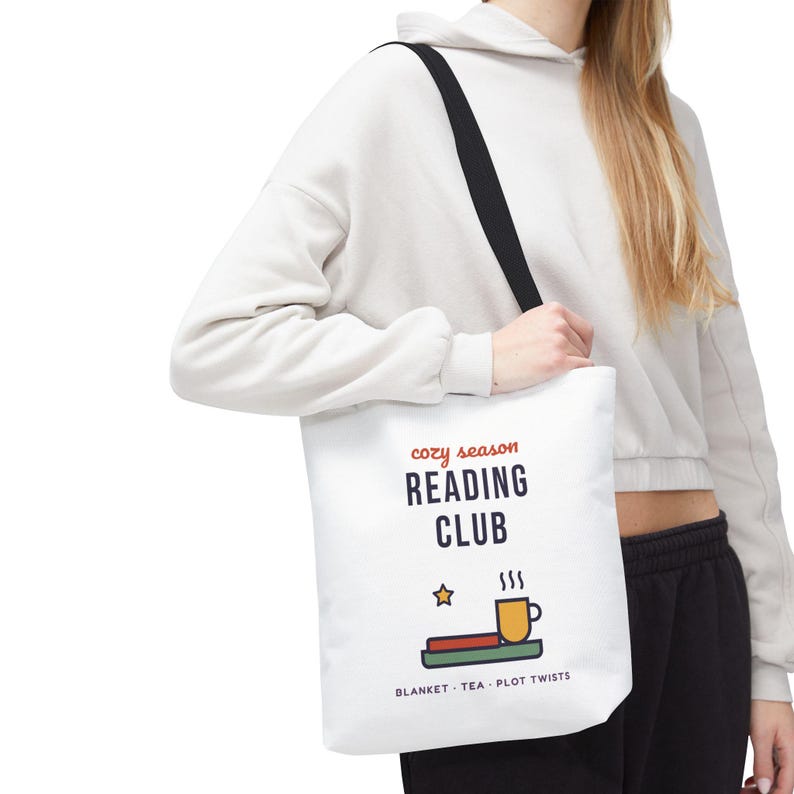 Cozy Season Reading Club Tote Bag, Book Lover Gift, Canvas Library Bag image 7
