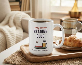 Cozy Season Reading Club Mug, Book Lover Gift, Plot Twist Design (11 oz Ceramic)