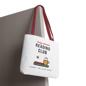 Cozy Season Reading Club Tote Bag, Book Lover Gift, Canvas Library Bag image 16