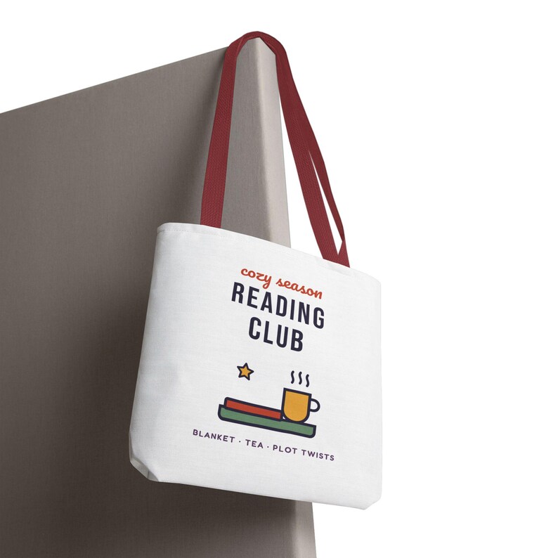 Cozy Season Reading Club Tote Bag, Book Lover Gift, Canvas Library Bag image 16