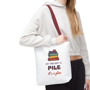 Book Lover Tote Bag, TBR Isn't a Pile It's a Plan, Canvas Library Bag image 15