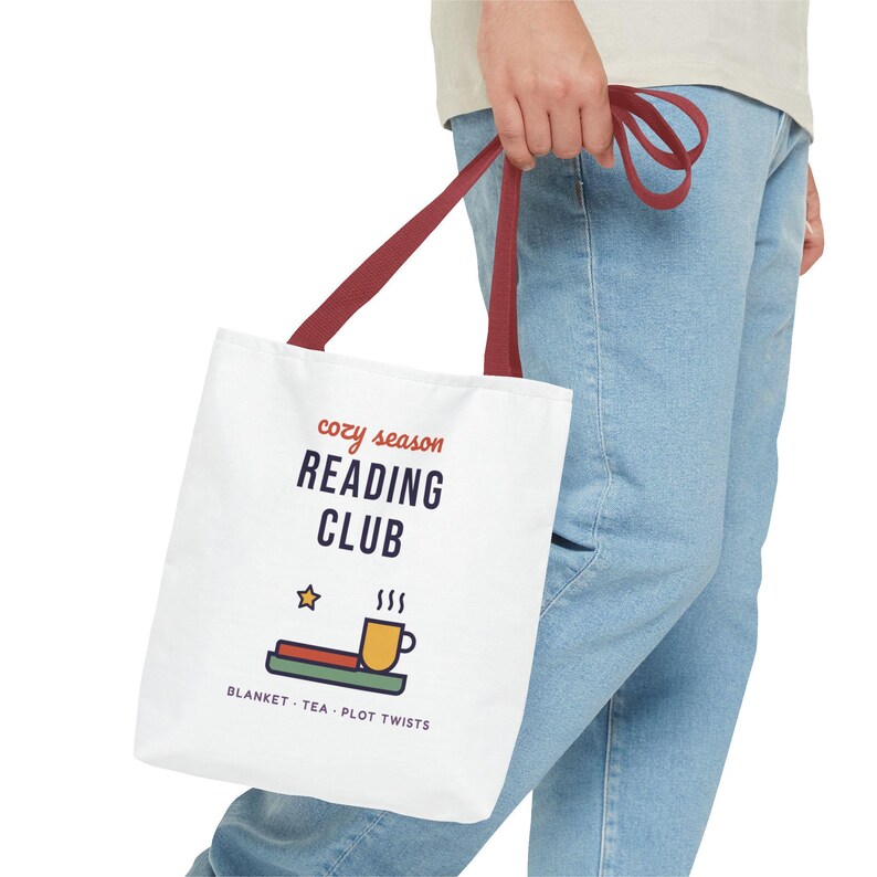 Cozy Season Reading Club Tote Bag, Book Lover Gift, Canvas Library Bag image 11