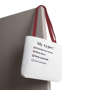 Book Lover Tote Bag, Enemies to Lovers Trope Checklist, Canvas Library Bag image 16