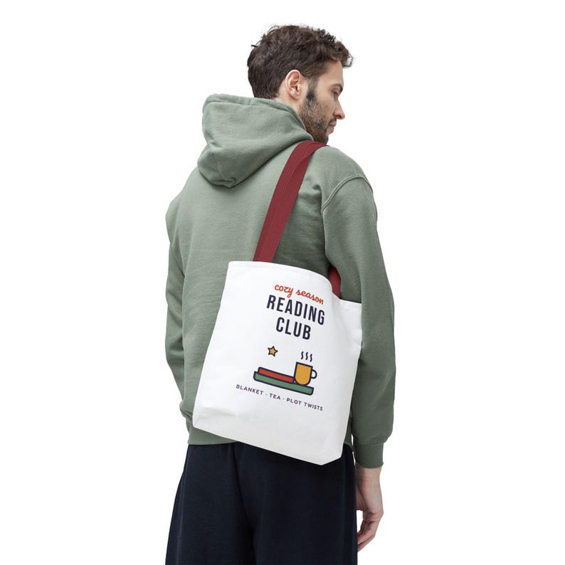 Cozy Season Reading Club Tote Bag, Book Lover Gift, Canvas Library Bag image 14