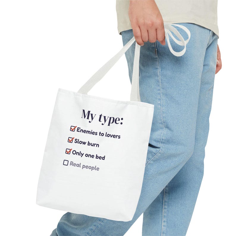 Book Lover Tote Bag, Enemies to Lovers Trope Checklist, Canvas Library Bag image 19