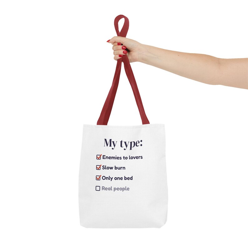 Book Lover Tote Bag, Enemies to Lovers Trope Checklist, Canvas Library Bag image 12