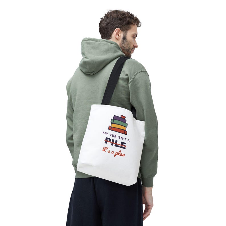 Book Lover Tote Bag, TBR Isn't a Pile It's a Plan, Canvas Library Bag image 6