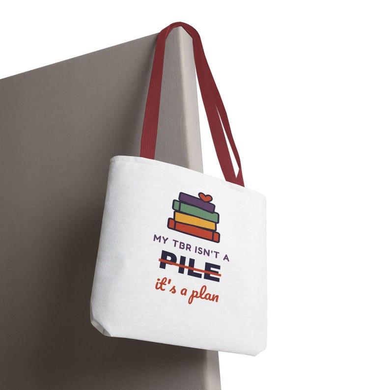 Book Lover Tote Bag, TBR Isn't a Pile It's a Plan, Canvas Library Bag image 16