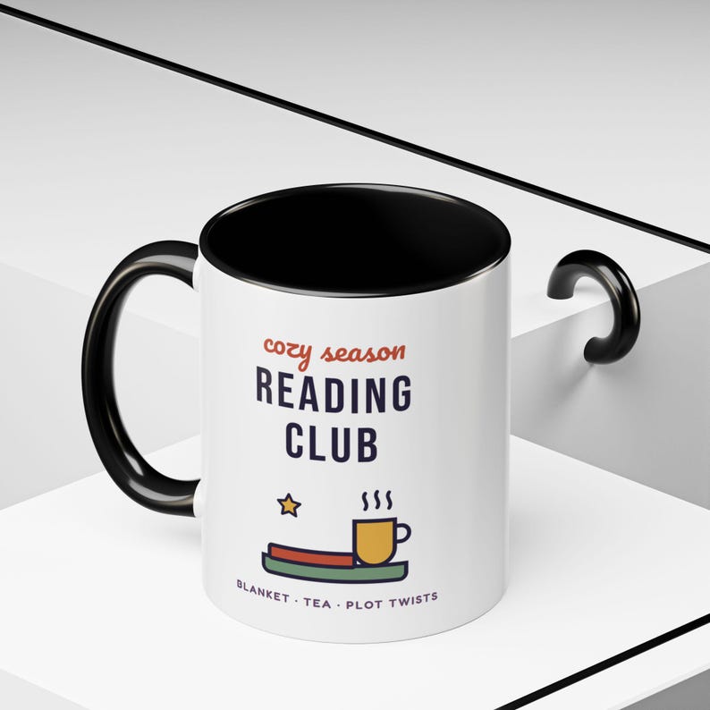 Cozy Season Reading Club Mug, Book Lover Gift, Plot Twist Design (11 oz Ceramic) image 6