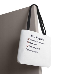 Book Lover Tote Bag, Enemies to Lovers Trope Checklist, Canvas Library Bag image 8