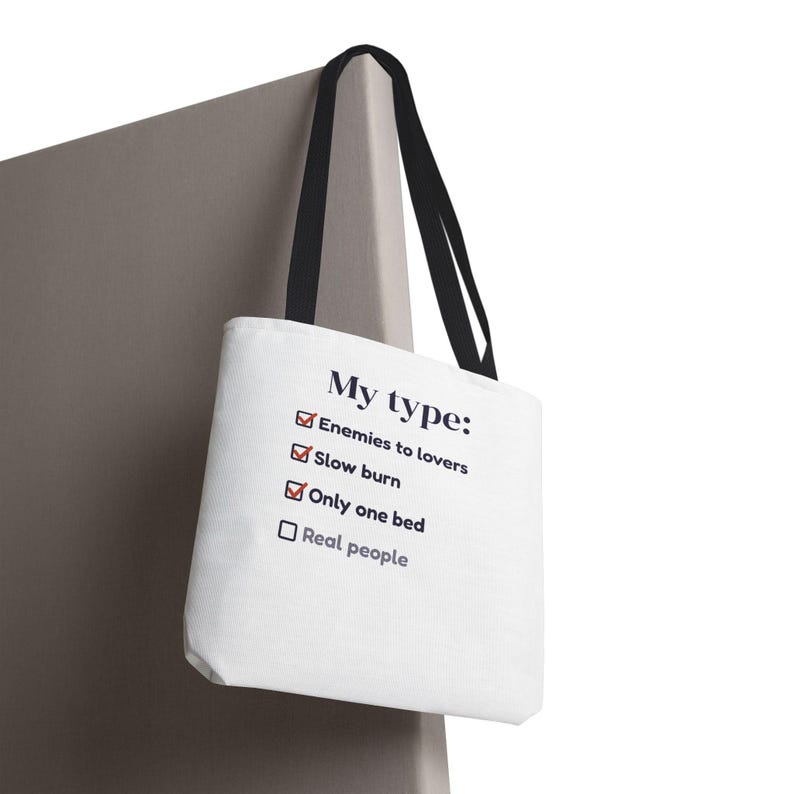 Book Lover Tote Bag, Enemies to Lovers Trope Checklist, Canvas Library Bag image 8