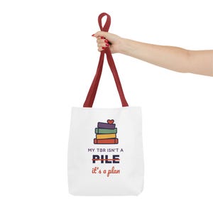 Book Lover Tote Bag, TBR Isn't a Pile It's a Plan, Canvas Library Bag image 12