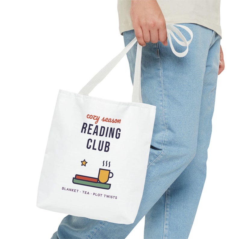 Cozy Season Reading Club Tote Bag, Book Lover Gift, Canvas Library Bag image 19