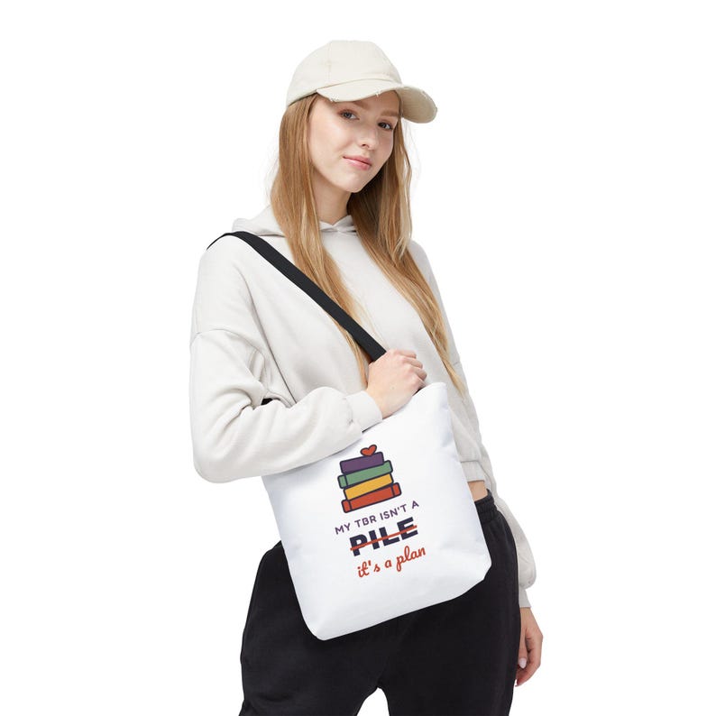 Book Lover Tote Bag, TBR Isn't a Pile It's a Plan, Canvas Library Bag image 5