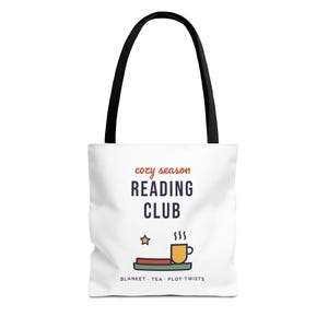 Cozy Season Reading Club Tote Bag, Book Lover Gift, Canvas Library Bag image 1