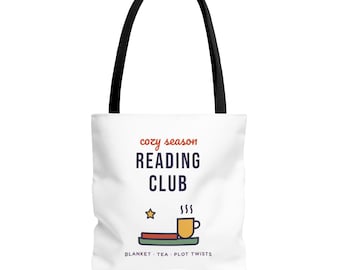 Cozy Season Reading Club Tote Bag, Book Lover Gift, Canvas Library Bag