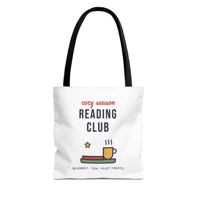 Cozy Season Reading Club Tote Bag, Book Lover Gift, Canvas Library Bag image 1