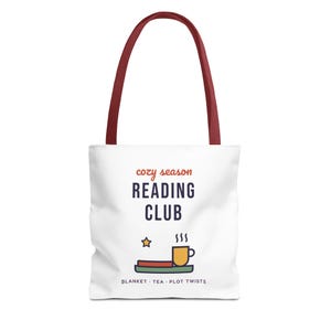 Cozy Season Reading Club Tote Bag, Book Lover Gift, Canvas Library Bag image 9