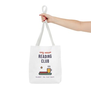 Cozy Season Reading Club Tote Bag, Book Lover Gift, Canvas Library Bag image 20
