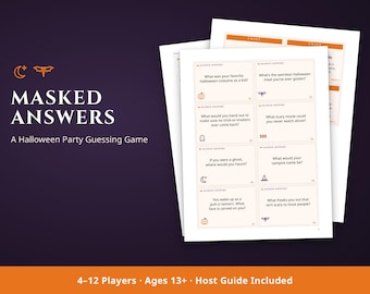 Halloween Party Game for Teens and Adults, Masked Answers Printable Guessing Game, Host Guide Included