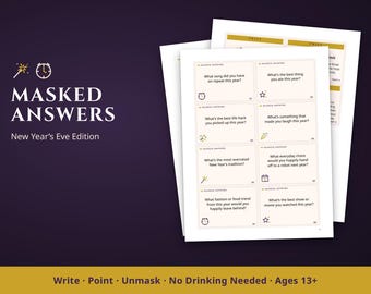 New Years Eve Printable Party Game for Family and Friends: Masked Answers