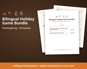 Bilingual Spanish English Holiday Game Bundle, Thanksgiving and Christmas Family Games, Printable Abuela and Grandkids Activities