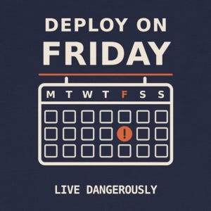 Deploy on Friday T-Shirt | Funny Developer Gift | Live Dangerously Coder Tee