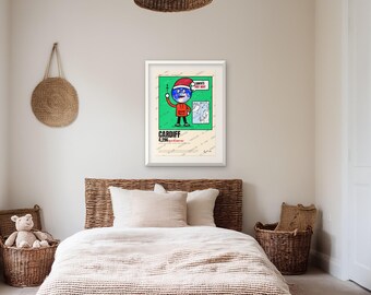 Cardiff Christmas Poster, How Far to Santa North Pole Distance Print