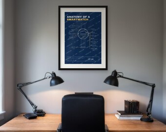 Anatomy of a Smartwatch Poster, Tech Blueprint Print, Printable