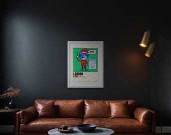 London Christmas Poster, How Far to Santa North Pole Distance Print
