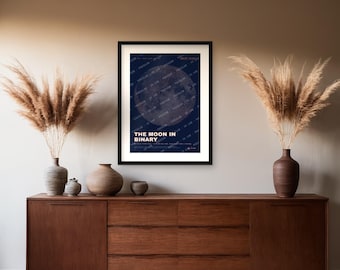 Moon in Binary Poster, TikTok Drop 001, Hidden Message Print, Printable