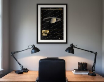 Saturn Planet Poster, 2027 Opposition, Real NASA Image, Limited Edition