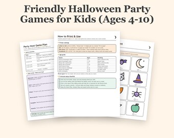 Halloween Games for Kids Ages 4-10, Non Scary Printable Party Games with Bingo, Scavenger Hunt and Word Search