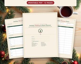 Christmas Meal Planner Printable with Holiday Baking Schedule, Cookie Tracker and Make-Ahead Timeline PDF