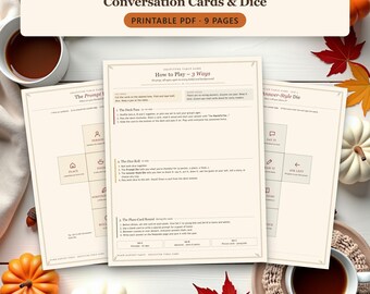 Thanksgiving Gratitude Game Printable with I'm Thankful For Conversation Cards and Dice for the Family Dinner Table