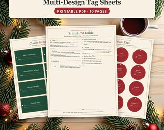 Christmas Gift Tags Printable, Neighbor and Teacher Gift Tags, Homemade Treat Tags, Round, Mini and Scalloped Tag Sheets PDF