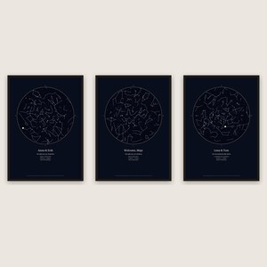 Constellation Map by Date and Location, Custom Night Sky Poster, Personalized Wedding, Anniversary or Birth Gift, Printable PDF image 2