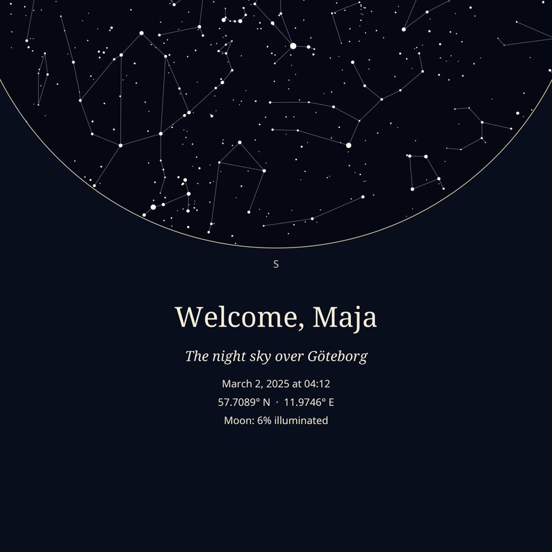 Constellation Map by Date and Location, Custom Night Sky Poster, Personalized Wedding, Anniversary or Birth Gift, Printable PDF image 3