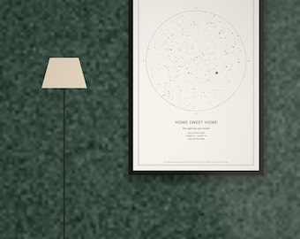 Constellation Map for Your New Home, Minimalist Black and White Design, Custom Astronomy Poster, Housewarming Gift, Printable A4 A3 A2