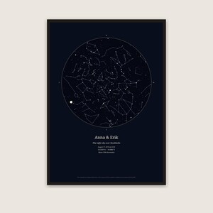 Constellation Map by Date and Location, Custom Night Sky Poster, Personalized Wedding, Anniversary or Birth Gift, Printable PDF image 1
