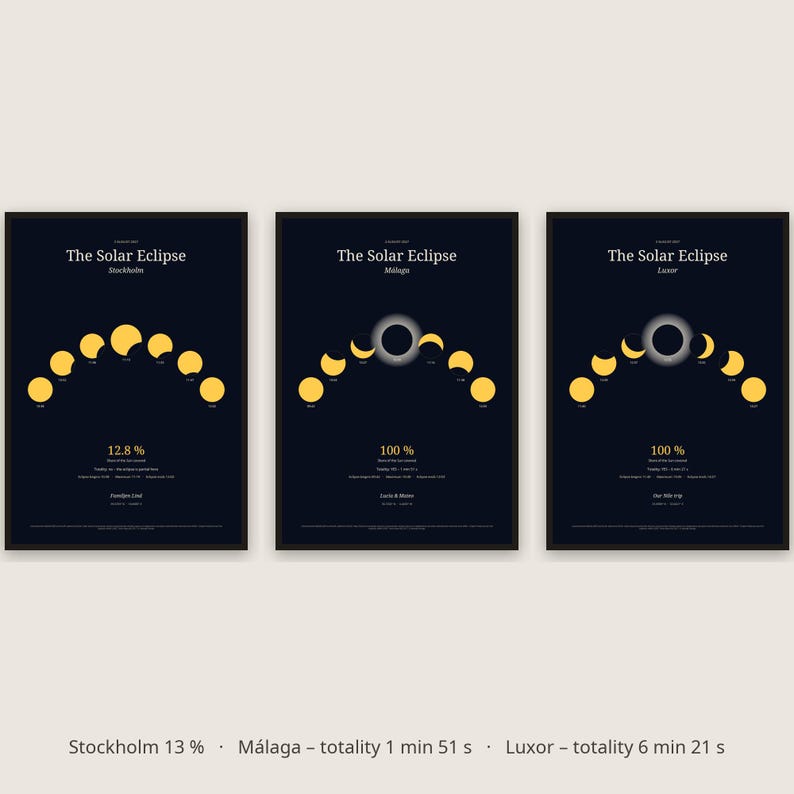 Solar Eclipse 2027 Personalized Guide and Poster for Your Town, Exact Times on 2 August, Path of Totality Map, Spain Egypt, Printable PDF image 2