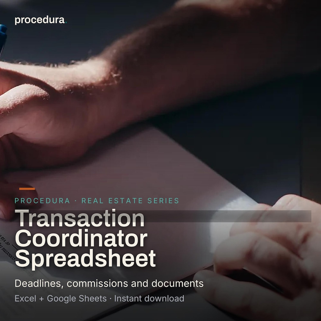 Real Estate Transaction Coordinator Spreadsheet | Deadline Tracker ...