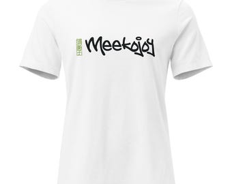 Graffiti Logo T-Shirt with Kokeshi Doll Back Print, Japanese Streetwear Tee, Kawaii Street Art Shirt for Women