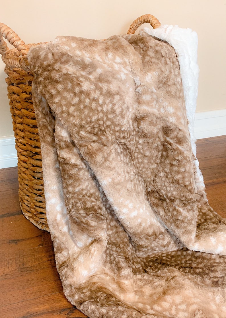 Fawn Faux Fur Minky Blanket / Neutral Decor Throw / Faux Fur Etsy