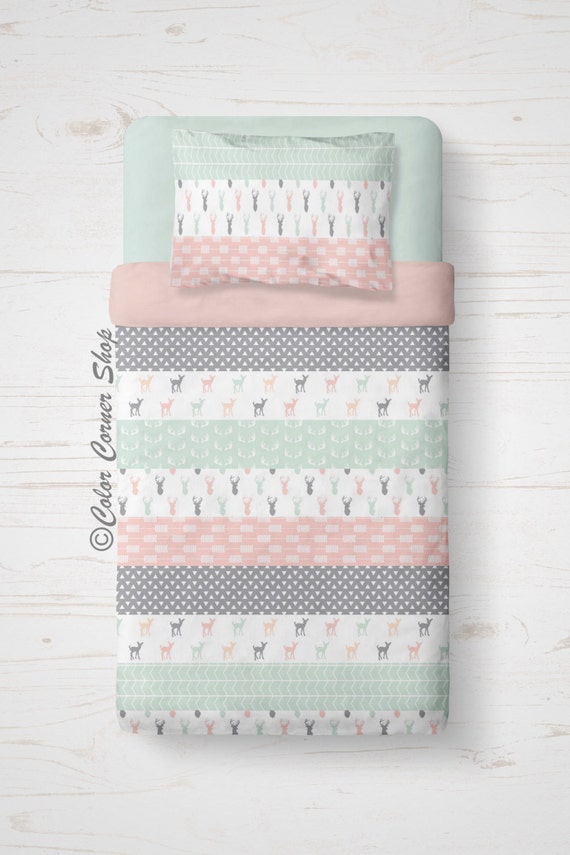 Pink Mint Fawn Twin Bedding Patchwork Quilt Comforter